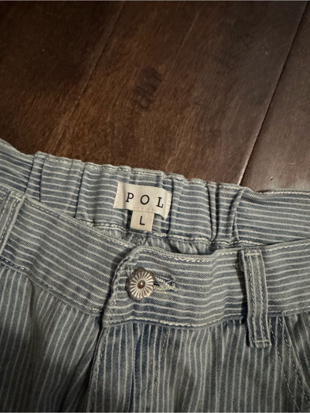 POL Kids Light Blue Striped Cotton Jeans